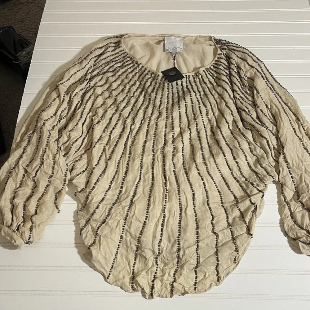 NWT Addison Cocktail Top with brown beads (Size M)